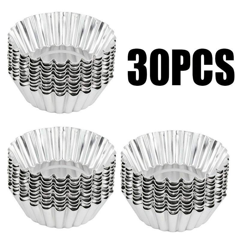 TEMU 30pcs Mini Round Aluminum Cake Tower Molds Suitable For Mini Pies, Tarts, Cupcakes, Muffins, Puddings - Reusable Bakeware For, Compatible For &