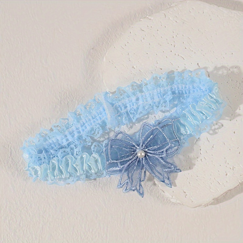 garter belt threesome Light Blue Lily Embroidery Garter Belt