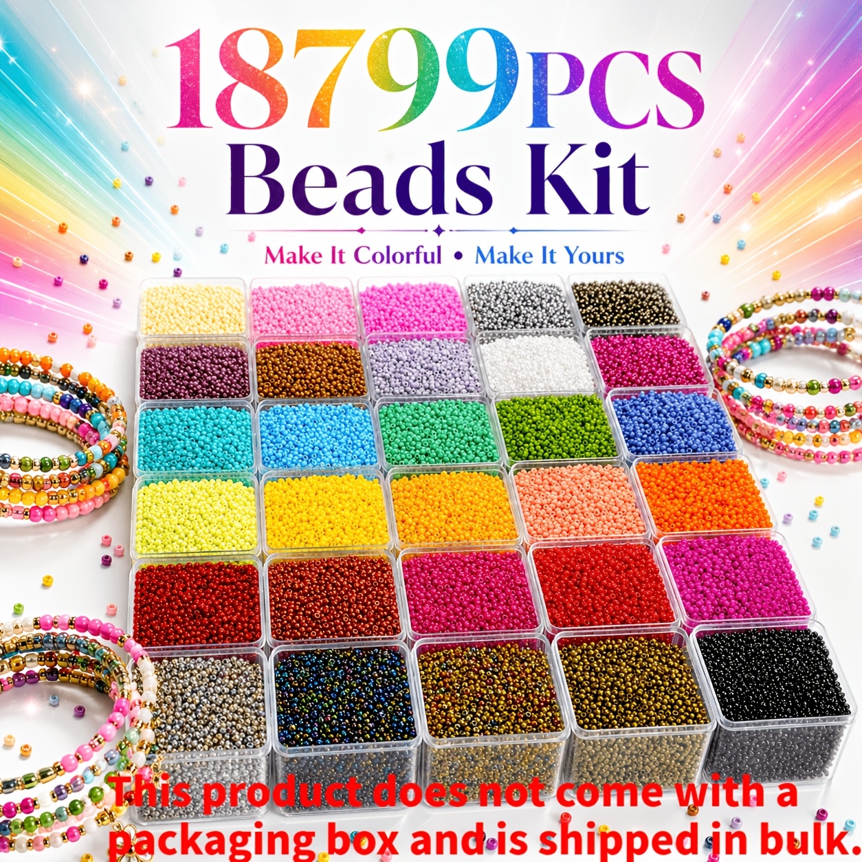 TEMU 18799pcs Diy Beads Kit, Small Round Beads With Individual Storage Containers, Jewelry Making Supplies For Bracelets, Necklaces, Rings, Phone