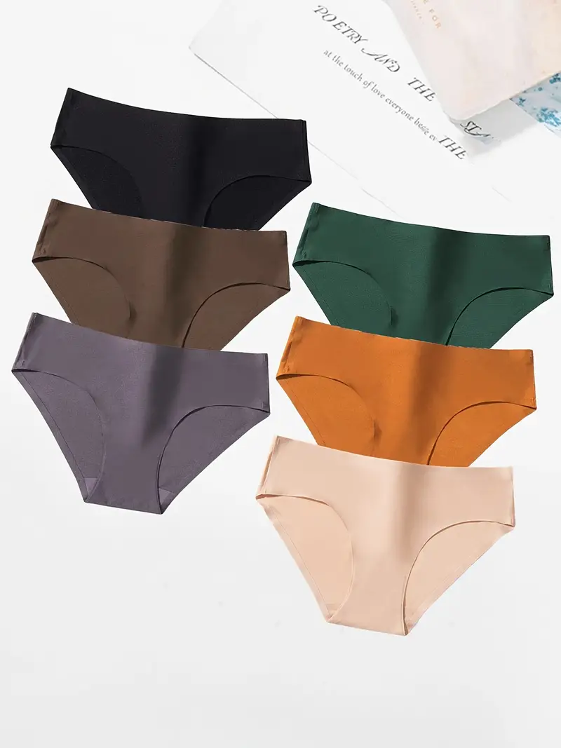 Seamless Solid Bikini Panties Comfy Skin friendly Intimates - Temu Canada