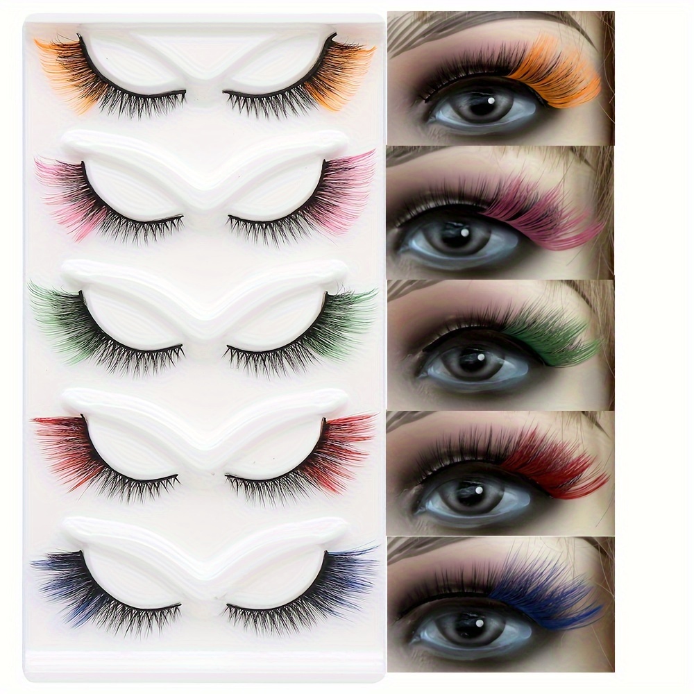 

5 Pairs Eye False Eyelashes, C , 0.07mm Thickness, 13-18mm Length, Reusable Stage Party & Cosplay Lashes For Christmas &