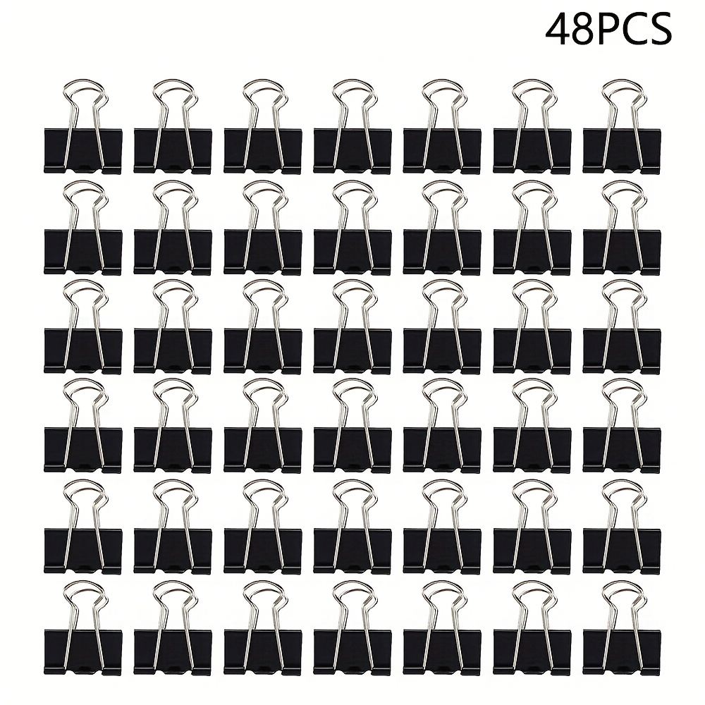 TEMU 48pcs Clips 25mm Binder Clips Metal Clips Middle Clip File Money Papper Stationary Clamps For Office School Home Kitchen Shops