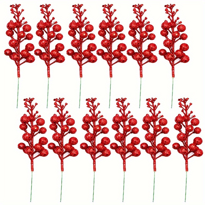 Image of 12pcs Flash Christmas Decorations, Christmas Golden , Christmas Flowers, Christmas Tree Decorations, Christmas Garland Decorations, Holiday Party Decorations