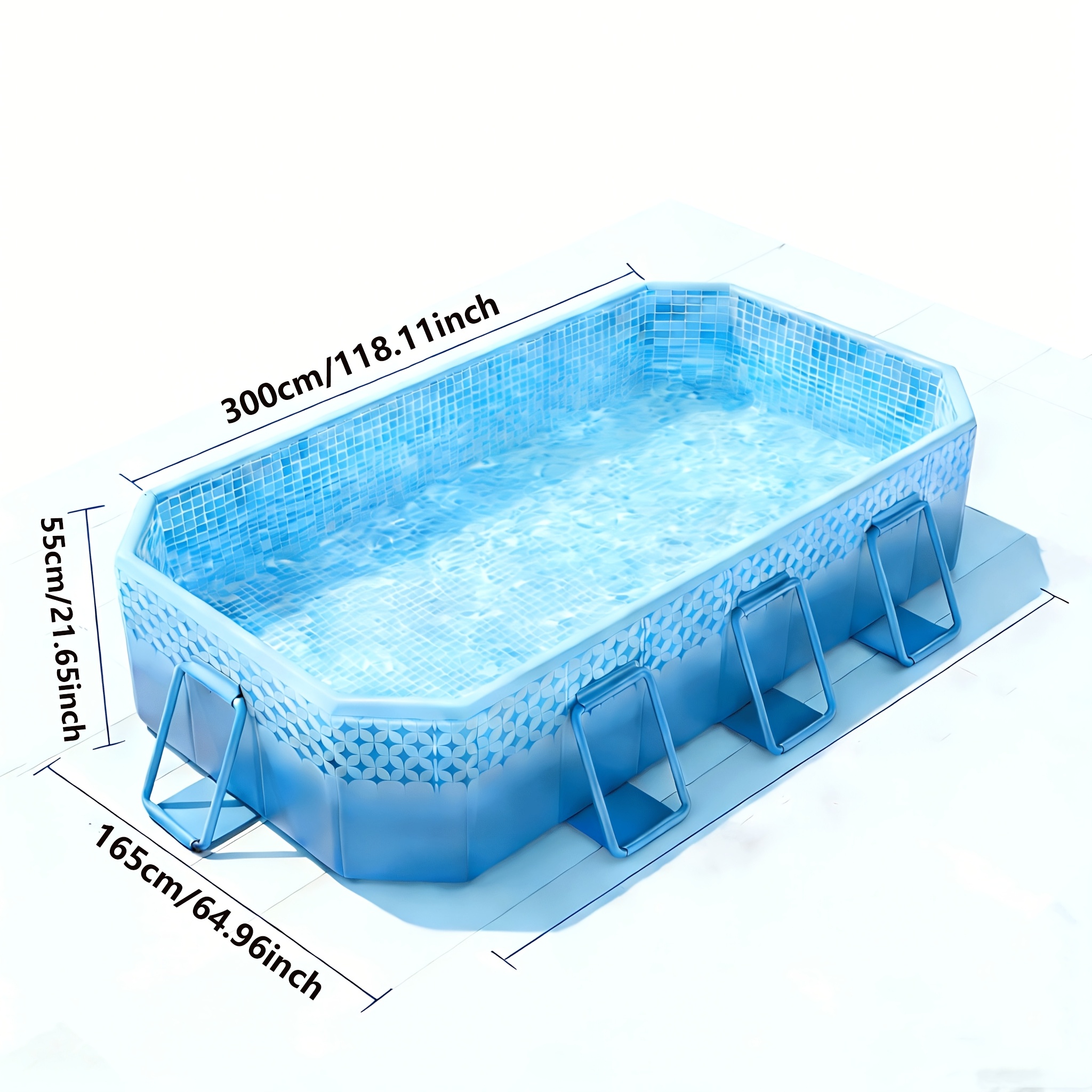 Large Capacity Adult Pool, Sturdy Non-Inflatable Frame Pool for Outdoor Parties