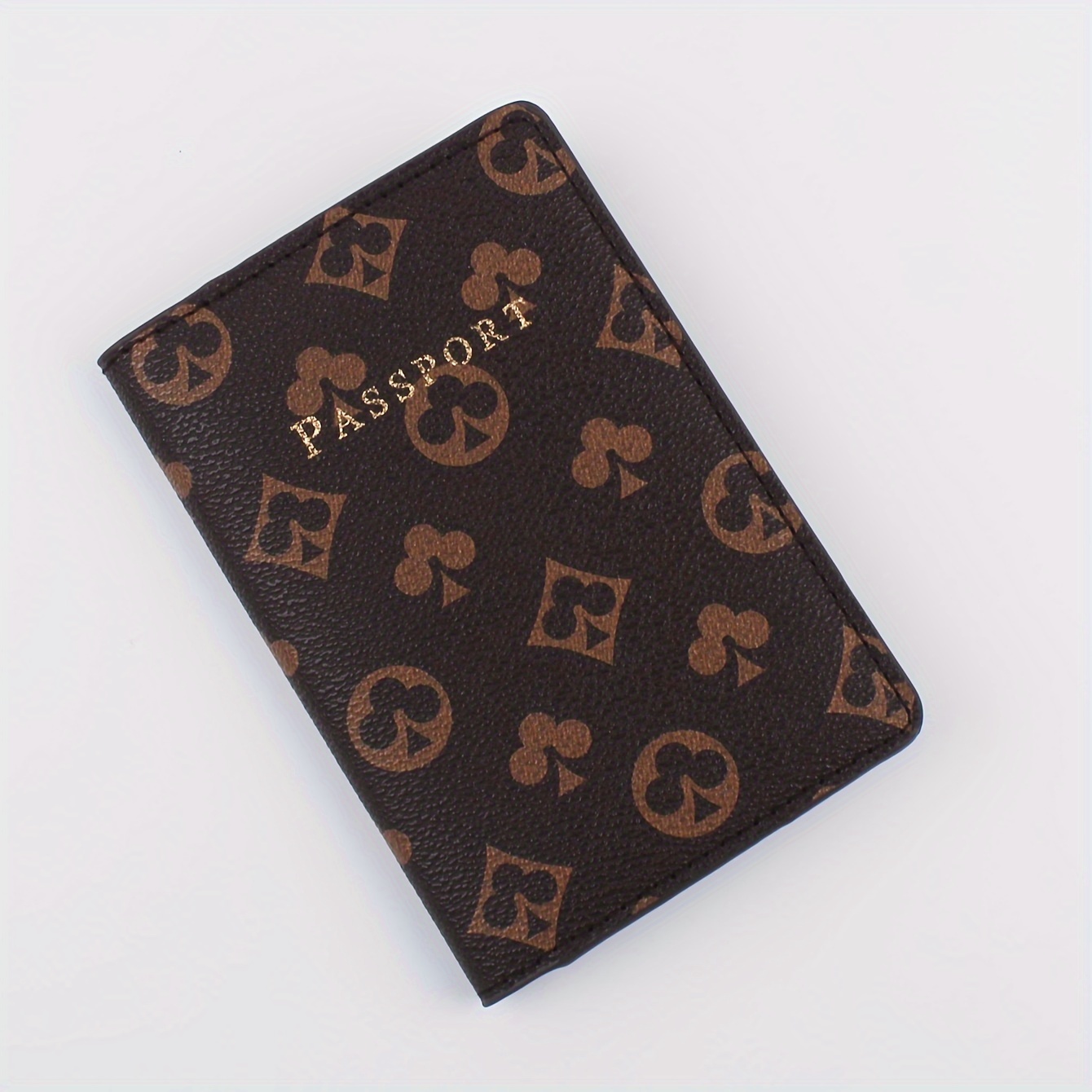 Image of Fashionable Golden- Lettering Lightweight Pu Passport Holder, Suitable For Flying, Travel, And Back-to-school, Simple And Stylish Solid For Students, Women, And Men, Vacation Anti-theft Passport Cover