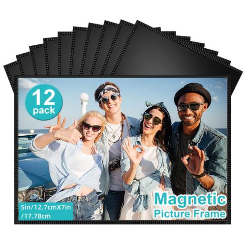 set of 12 magnetic photo frames with a black border reusable 5x7 size ideal for showcasing your pictures