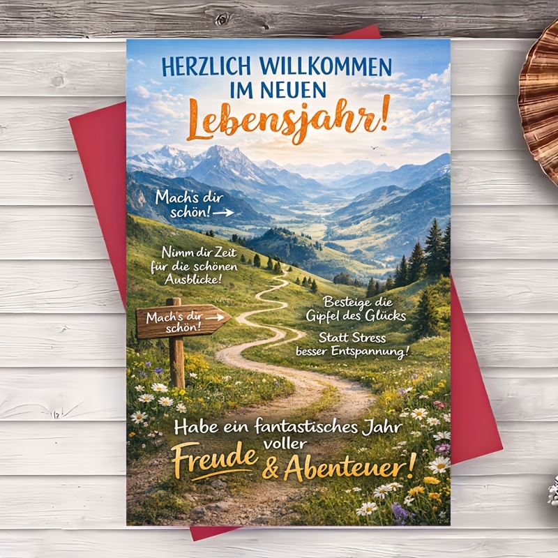 TEMU 1 Envelope And 1 Greeting Card Scenic Mountain Path Happy Birthday Greeting Card For Him Or Her Adventure Theme Inspirational Wishes For Friend