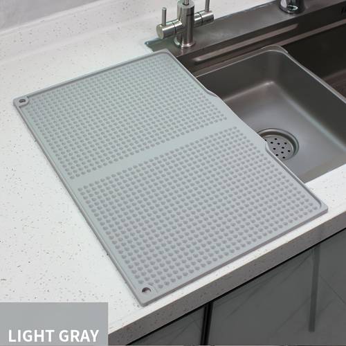 extra large silicone kitchen splash guard drying mat 17 72x12 2in heat resistant up to 446 f 230 c non slip countertop mat with drainage holes dish drying pad for sink stove table easy clean dishwasher saving design in black gray beige mint green ideal for home commercial kitchens silicone mats for kitchen counter sink protector surface busy households