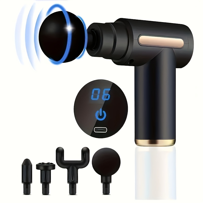six piece set   all accessories lcd display muscle massage gun with neck strap for men and women electric leg waist back multifunctional massager