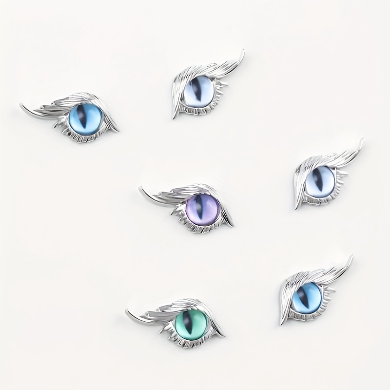 

Y2k Style Resin Cat Eye Iris Feather Earrings, Alloy With Titanium Ear Needle, Fashionable Daily & Music Festival Accessory, Ideal For Gift