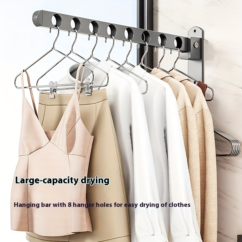 

Space-saving Retractable Clothes Rod - No-drill, Invisible Folding Design For Indoor Balcony & Bathroom Storage