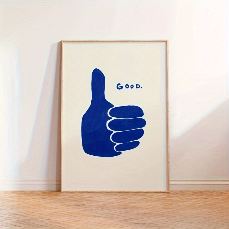 

1pc Retro Thumbs Up Blue Canvas Print Wall Art Trendy Poster Eclectic Good Artwork For Living Room Minimalist Hand Drawn Style Room Home Decoration Party Gift No Framed Eid Al-adha Mubarak