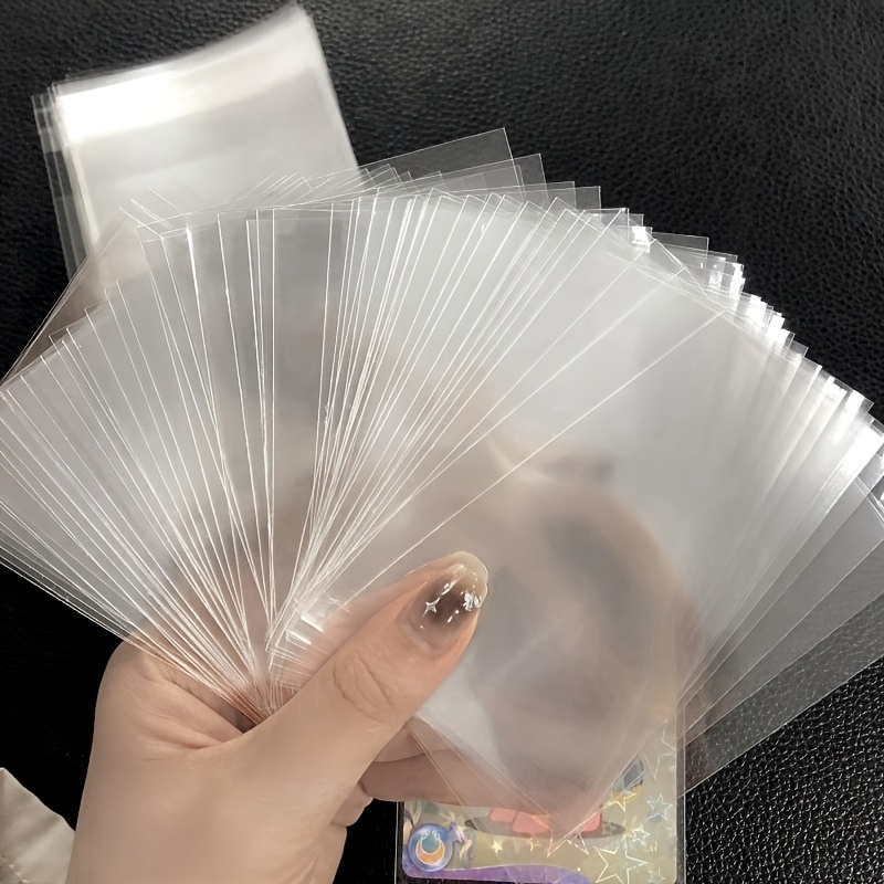 100 200pcs 2 56x3 54 inch   sleeves stain resistant pp plastic open   sealing protectors for trading cards   small cards album protection sleeves for cards