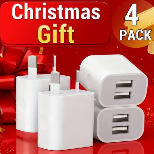 4pcs dual usb wall charger 10w 2a fast charging power adapter with australian plug white compatible with iphone ipad samsung pixel