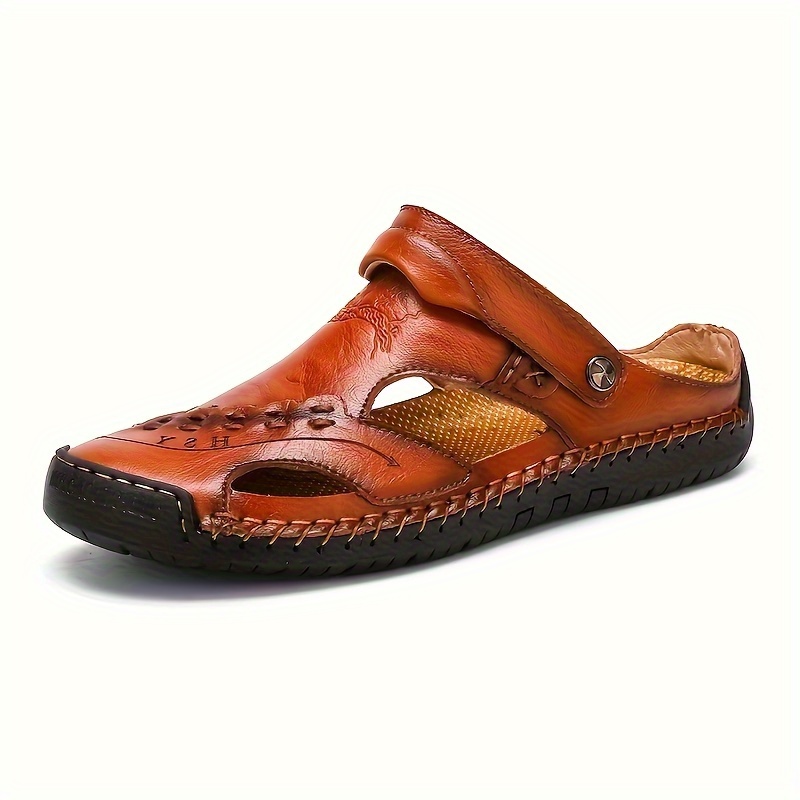 

Men's Wear-resistant Non-slip Sandals, Comfy Stitched Slippers, Beach Shoes, Summer