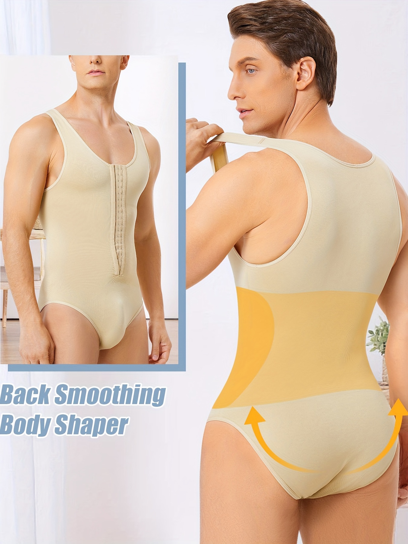 Men Waist Trainer Bodysuit Compression Full Body Shaper Slimming
