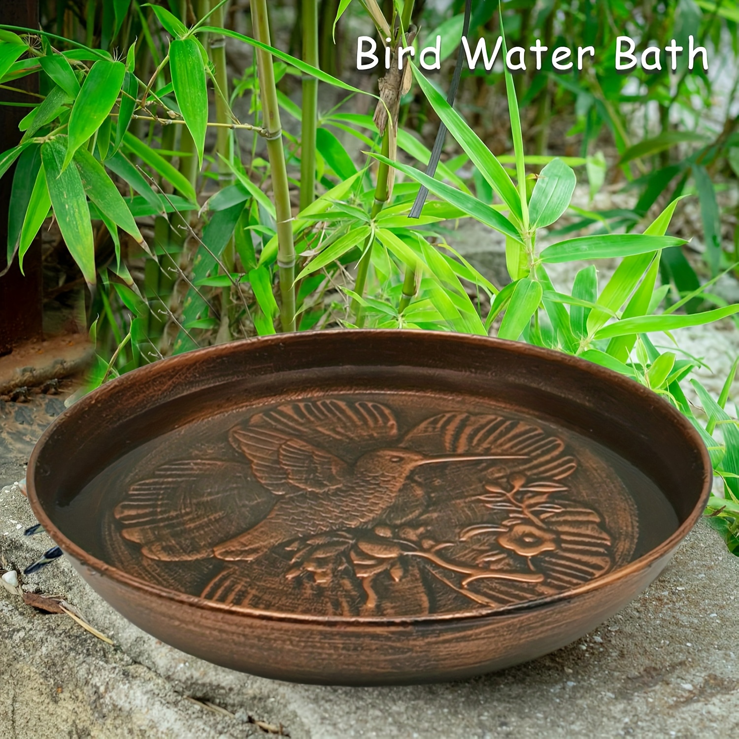 Image of 1pc Outdoor Garden Bird Bath, Wild Bird Seed Tray, Bath Bowl, Portable Feeder, Table Decoration For Outdoor Yard, Christmas Gift, Gift For Mom