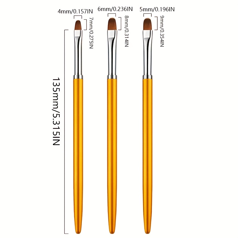 Set Of 3 Nail Art Brushes For Painting, Gel Extensions, And Flower Designs - Manicure Tools