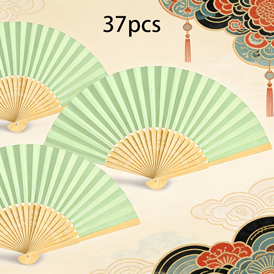 TEMU Personalized Customization. Light Green. Advertising Folding Fan. Bamboo Handheld Folding Fan Country Western Wedding Fan - Party Favors And