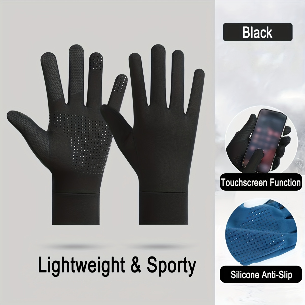 TEMU Unisex Thin Stretch Warm Gloves For Cycling, Outdoor Sports, Running, Fitness, Daily Use, And Ski Liner