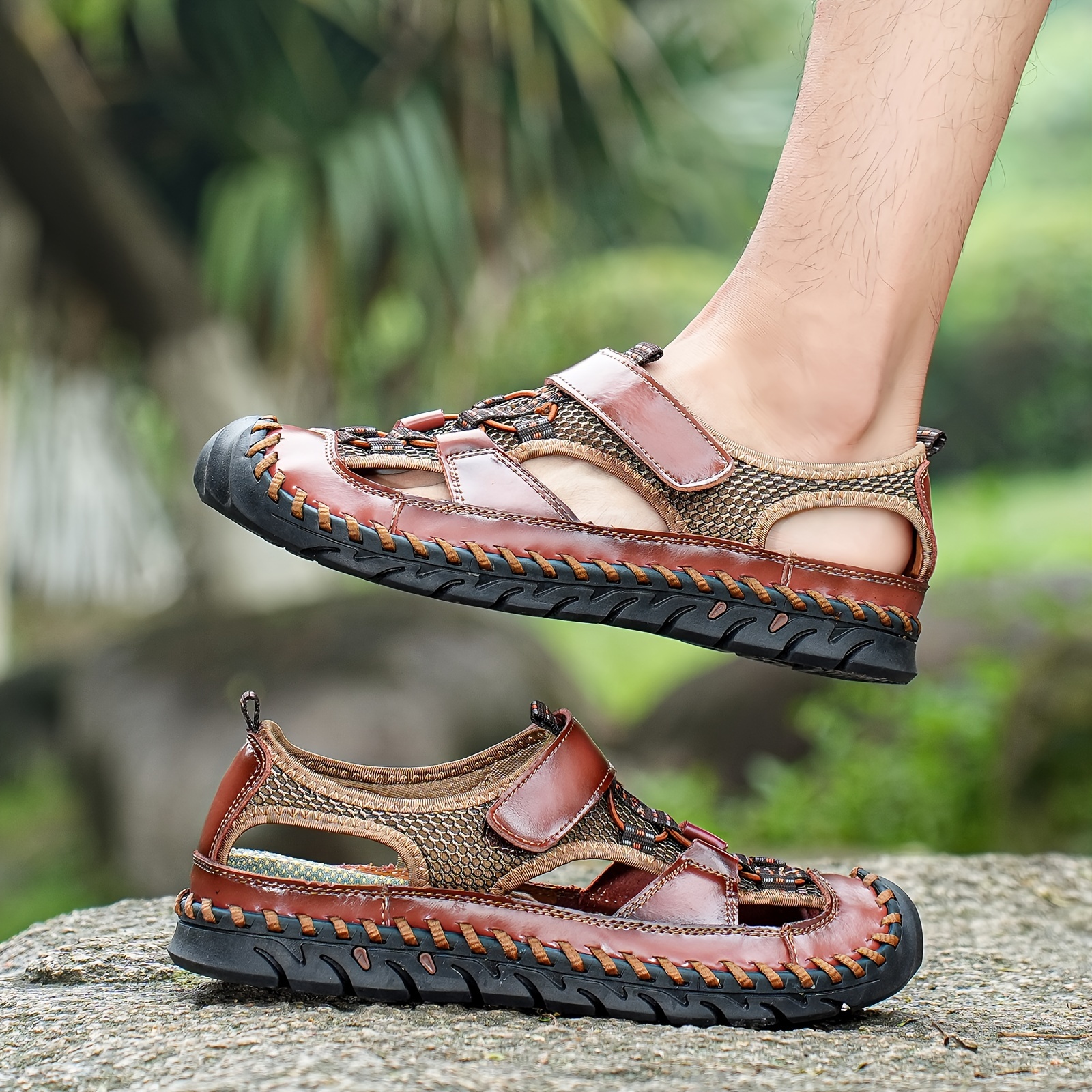 Men'S Casual Sports Sandals Solid Color, Round Toe, Adjustable Fastener, Superfine Fiber Upper, Rubber Sole, Faux Insole and Lining, Breathable Slip-Resistant Outdoor Beach Shoes for Spring, Summer, Fall 3 Men'S Casual Sports Sandals Solid Color, Round Toe, Adjustable Fastener, Superfine Fiber Upper, Rubber Sole, Faux Insole and Lining, Breathable Slip-Resistant Outdoor Beach Shoes for Spring, Summer, Fall - Image 3