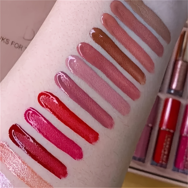 12pcs Velvet Matte Liquid Lipstick Set, Waterproof Long Lasting Quick-drying Non-Stick Cup Nude Lip Stain Kit, Up to 24H Wear, Lip Makeup Gift Kit for Women