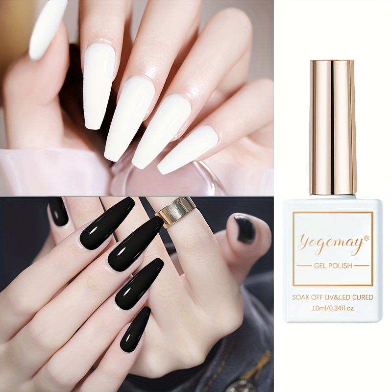 

Gel Nail Polish, 10ml Black Color Milky Pure White Color Soak Off Gel Polish Long Wear Nail Art Manicure Uv Lamp Cure Gel Nail Design At Home Or Nail Salon Gift For Women