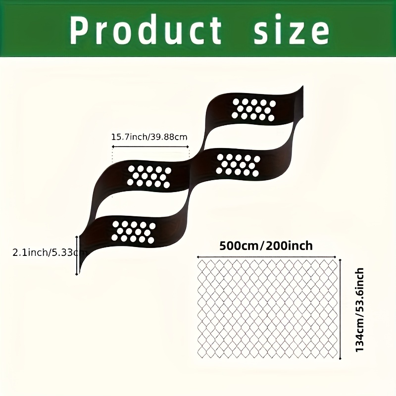 TEMU Un ensemble de grilles de sol en HDPE haute mesurant 500 cm x 134 cm / 200 x 53,6 pouces, une grille extensible et pliable de 2,11 pouces