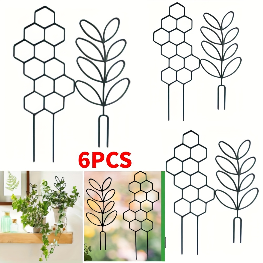 E-shop 6er-Set Dekorative Blumentopf-Ständer Pflanzen Kletterrahmen Blumen Blatt Kletterpflanze Blumenständer Geeignet für Indoor Bonsai Garten