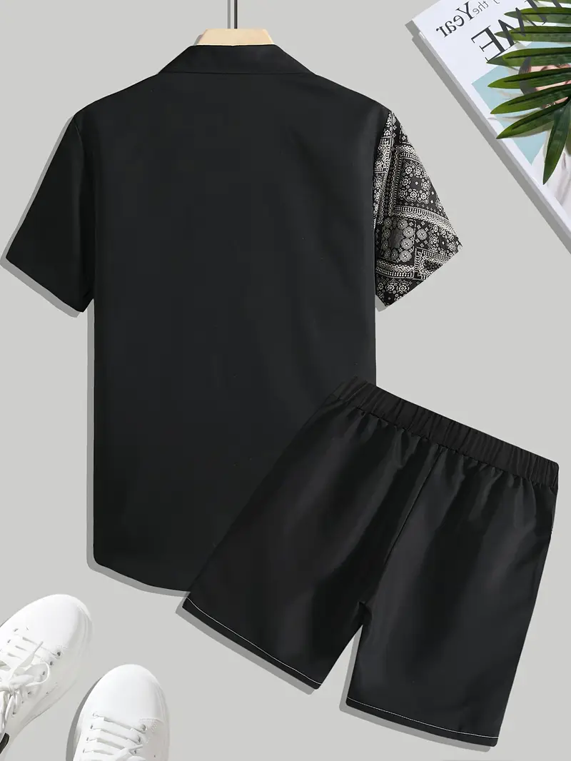 mens outfit pattern lapel s 2 set for summer details 0