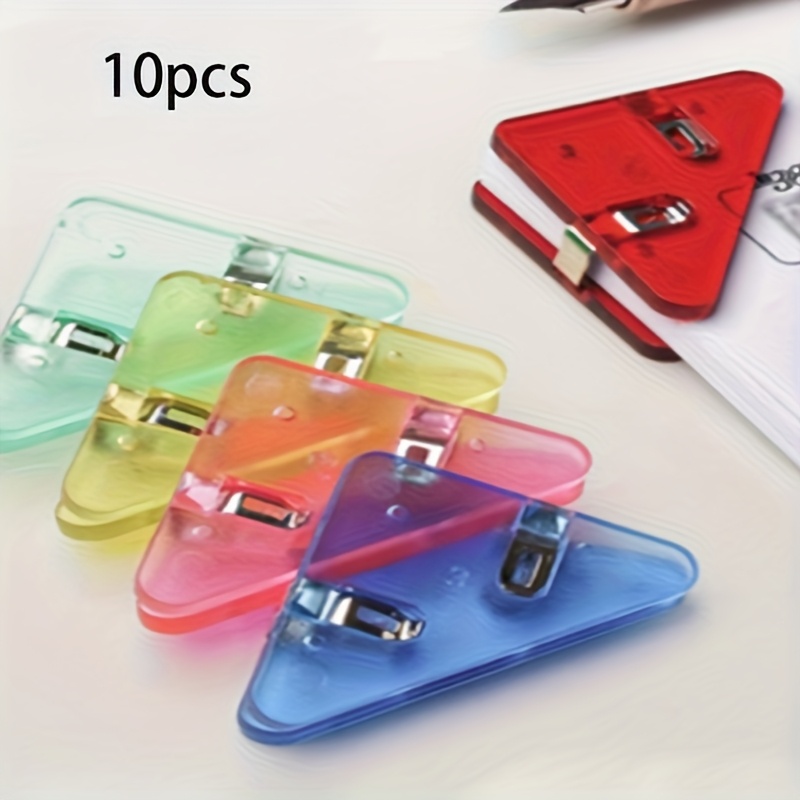 E-shop 10 Stück mehrfarbige, transparente Dreieck-Datei-Clips, robuste Büro- und Schulbedarf aus Metall, Schreibwaren-Buch--Clips