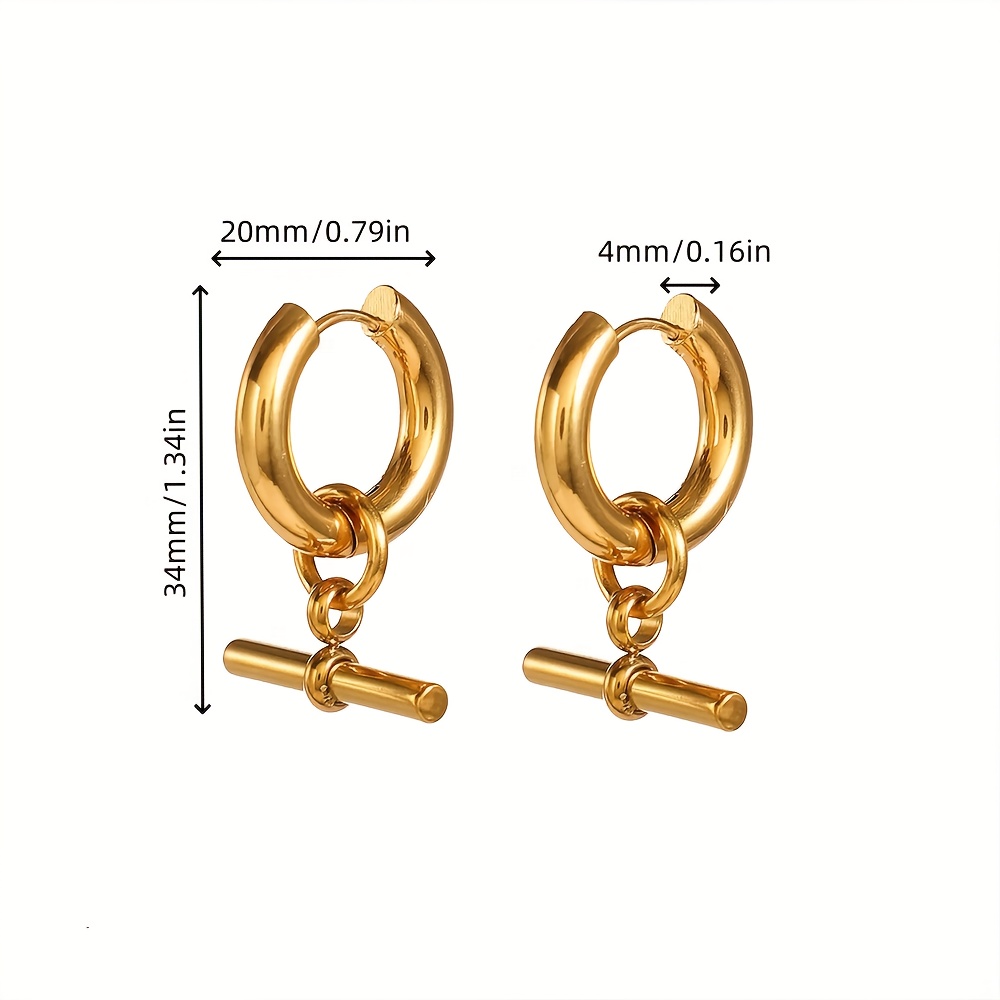 Women's Inverted T-Shaped Stainless Steel Earrings, High-End Design