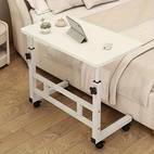 1 mobile adjustable height computer desk on wheels 360 rotating bedside table white metal study desk for home bedroom dorm students professionals space saving multifunctional workstation office desk modern bedroom furniture sturdy construction