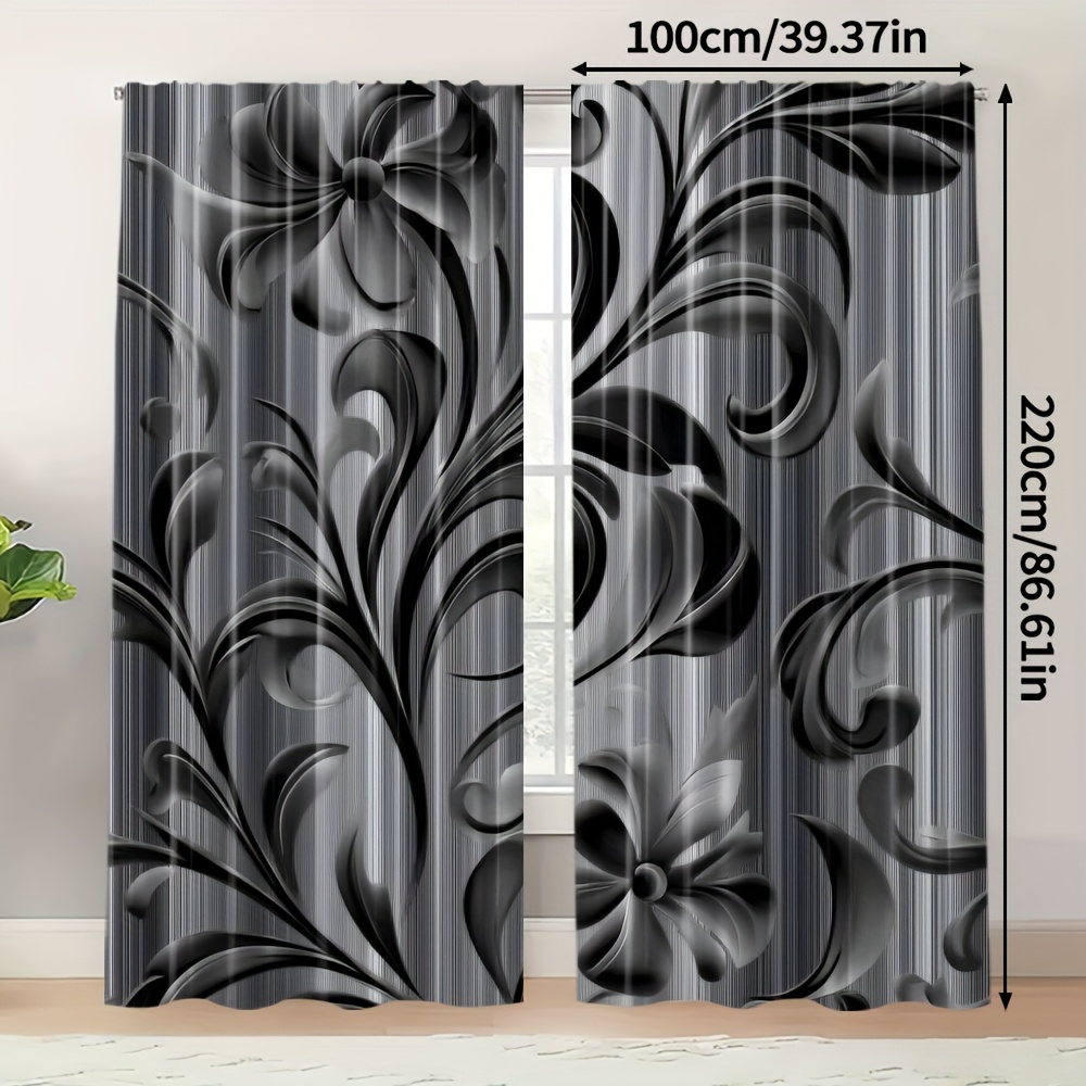 TEMU 2d Flat - 2d Flat - Set Of 2 Modern Flat Printing Curtains Made Of Durable Polyester, Ideal For Bedrooms And Other Spaces, Perfect For Holidays,
