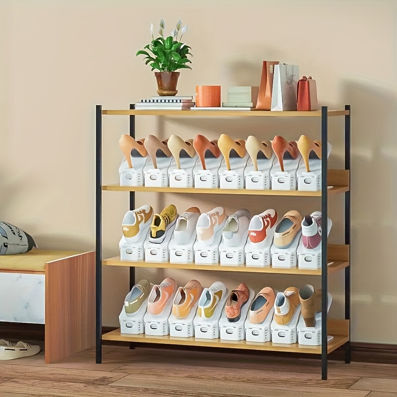 30-Pack Adjustable Shoe Storage Slots, Space-Saving Plastic Shoe Rack for Closet, Entryway, Hallway, Living Room, Bedroom, Easy Stackable, No Power Required, Home Organization Solution for Shoe Storage