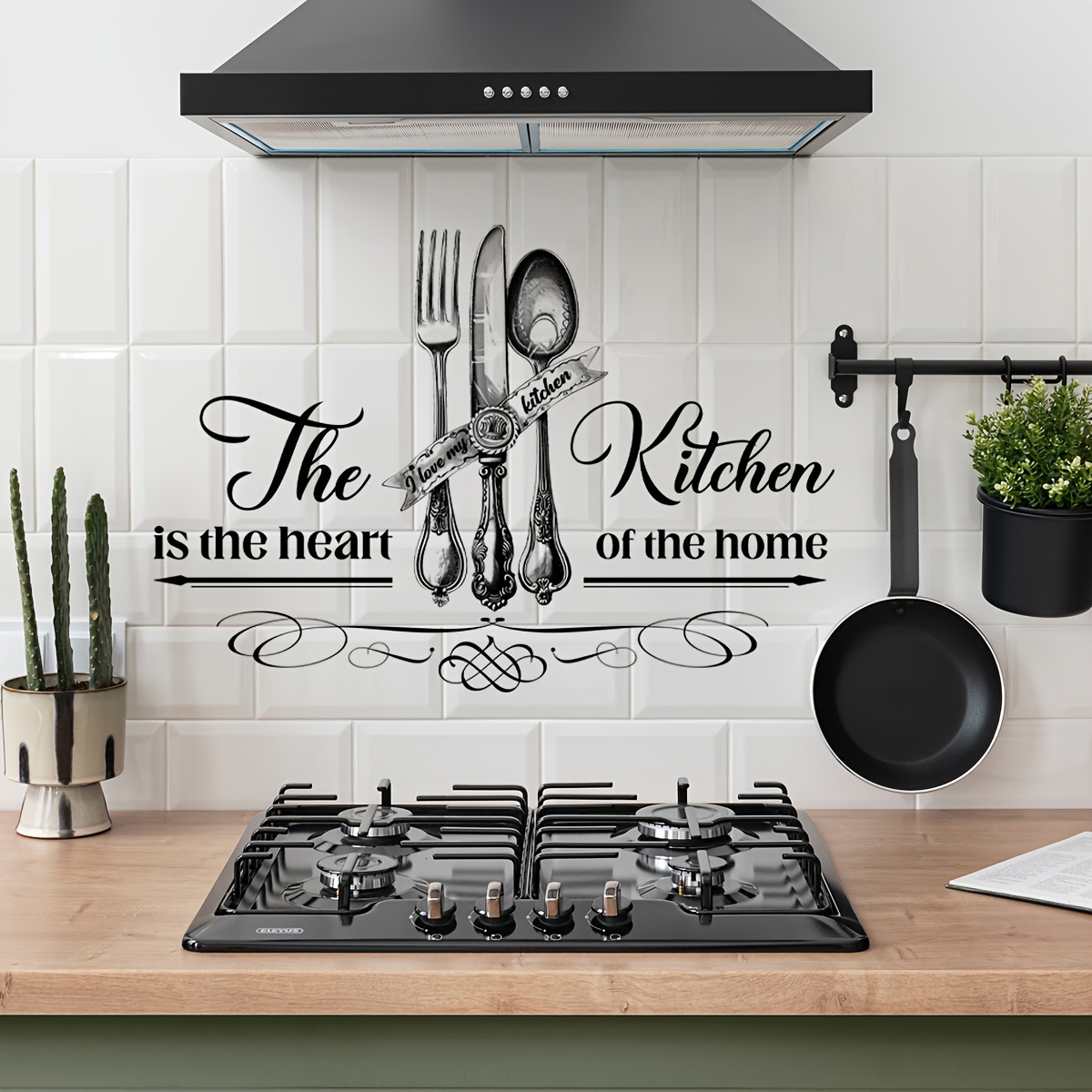 Contemporary Alphabet Kitchen Wall Decals - Self-adhesive, Removable Pvc Stickers For Home & Restaurant Decor