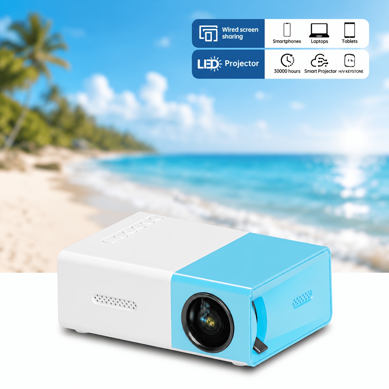 Portable Mini LED Projector with Remote & Speaker