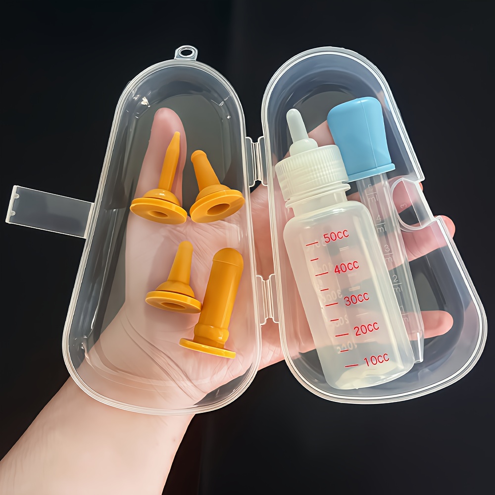 Newborn Kitten and Puppy Feeding Set - Soft Pet Feeding Bottle with Transparent Case, Clean and Portable