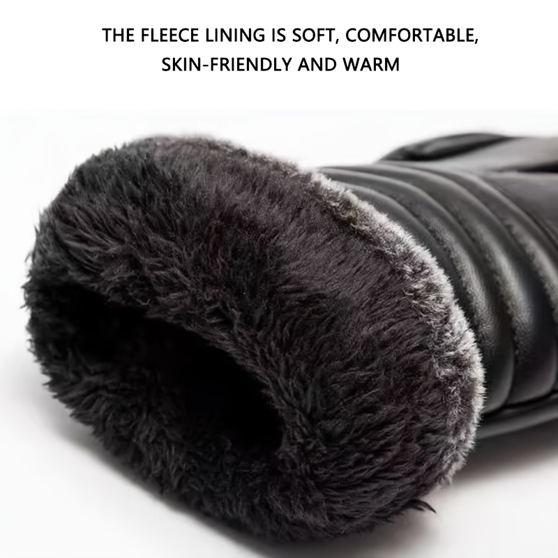 1 pair thermal cycling gloves with touchscreen fingers cold weather winter gloves for men women thick plush lining touchscreen compatible machine washable ideal for cycling skiing motorcycling   gloves outdoor activities   durable construction   4