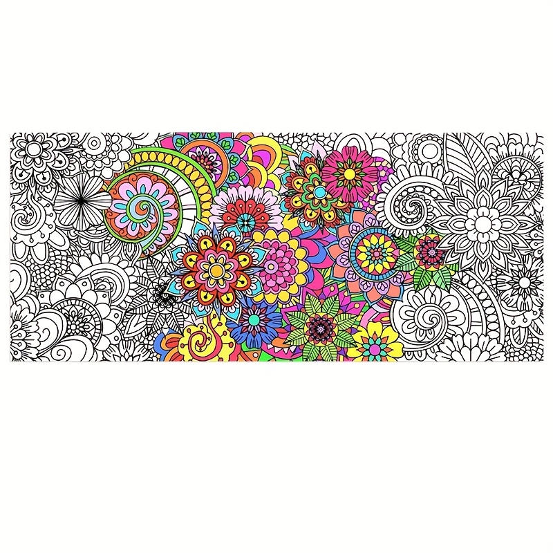 

Floral Coloring Poster - Vibrant Diy Art Tablecloth For , Ideal For Crafts And Home Decor, With Colorful Flowers