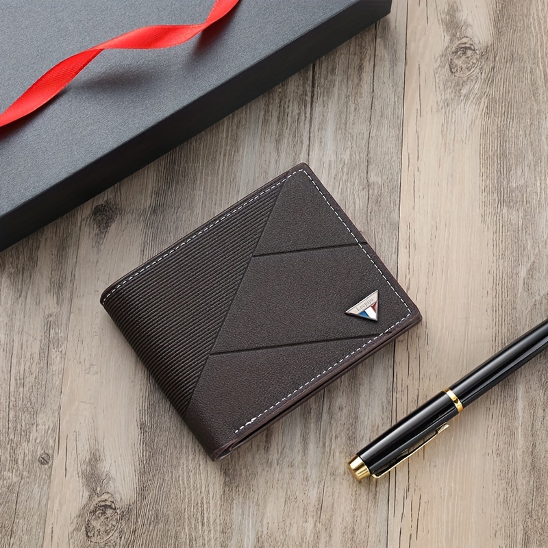 Men's Wallet Short Card Case Soft Faux Leather Wallet Large Capacity Portable Credit Card Holder Men's Gift