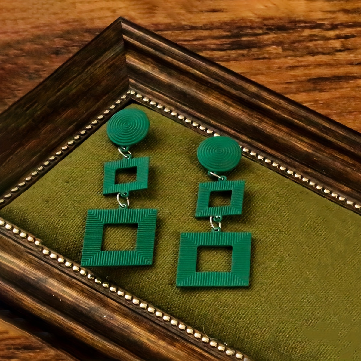 Geometric Square Design Dangle Earrings Elegant Alloy Jewelry Trendy Female Gift