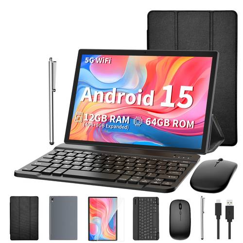 15 tablet computer 12gb 4gb 8gb 64gb rom 10 1 inches tablet 2 in 1 tablet computer accessories keyboard stylus dual cameras wifi wireless suitable for work use used as a gift