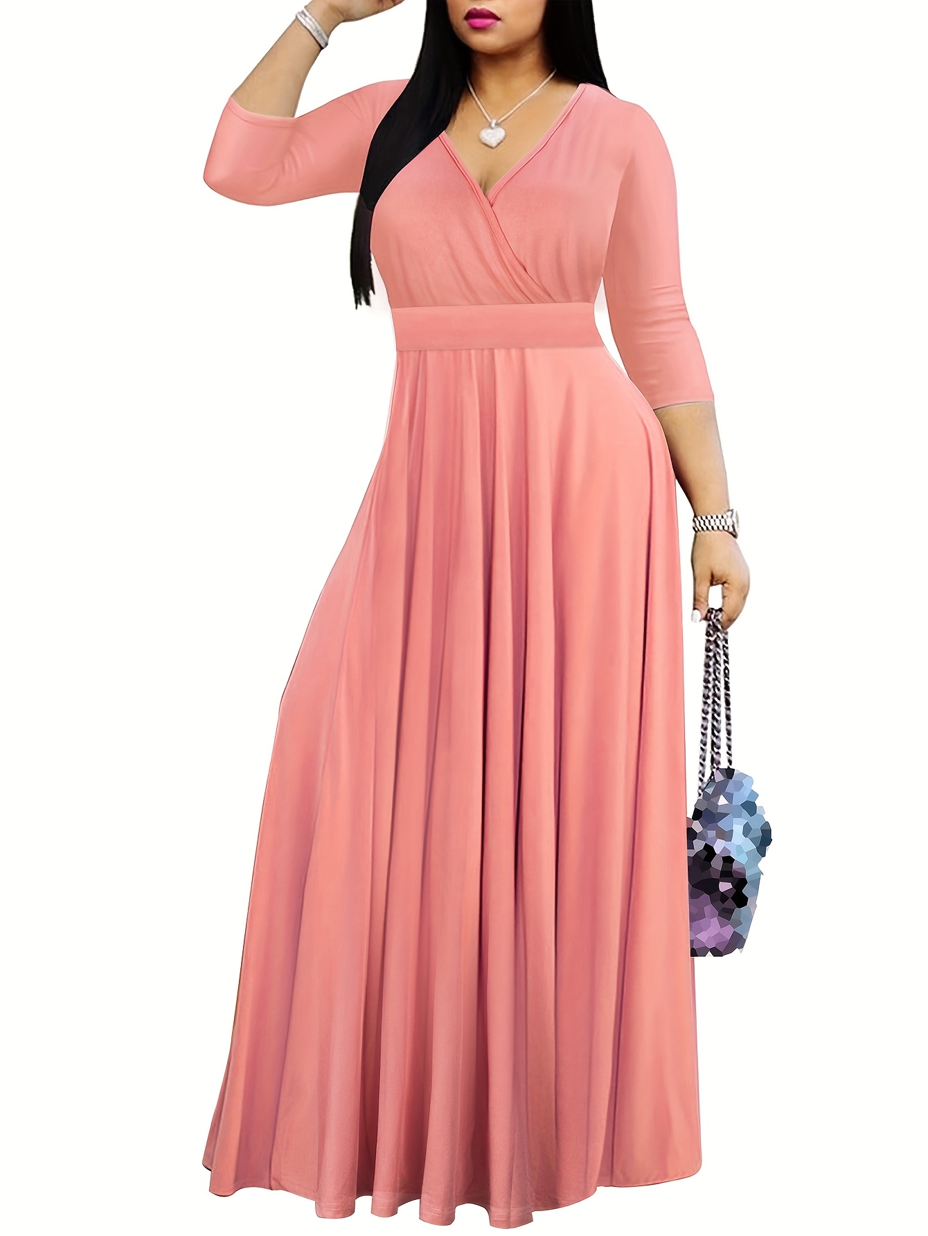 vestido midi elegante cuello   mujer casual estiloso - Temu Peru