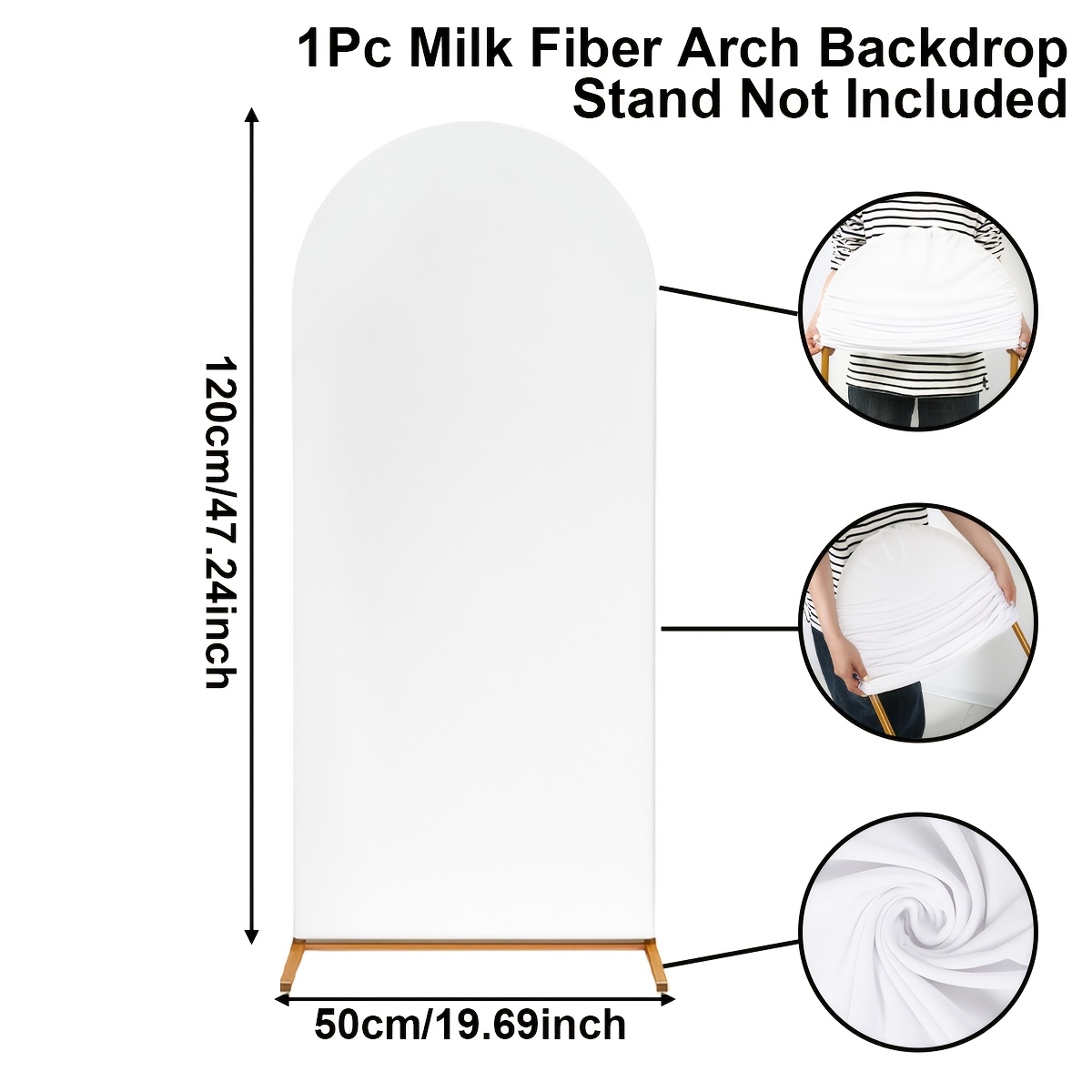 TEMU 1pc, Elastic Wedding Arch Backdrop Cover, 50 X 120cm, White/beige/blue/ Arch Backdrop Stand, Photo Background Props Decor, Perfect For 2026