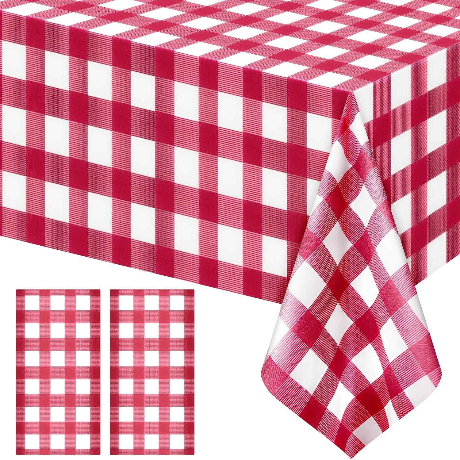 TEMU 2pcs/4pcs Pack Checkered Gingham Tablecloths High Quality Suitable For Picnic, Birthday, Party, Outdoor Events - Disposable Plastic Table Covers