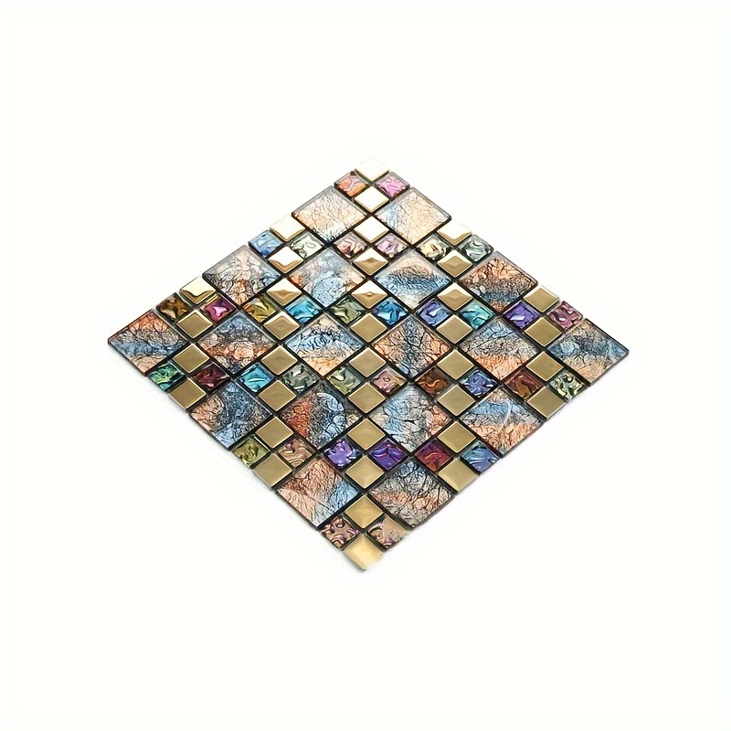   glass brick backsplash wall tiles golden coated crystal mosaic kitchen tiles for bathroom and shower walls