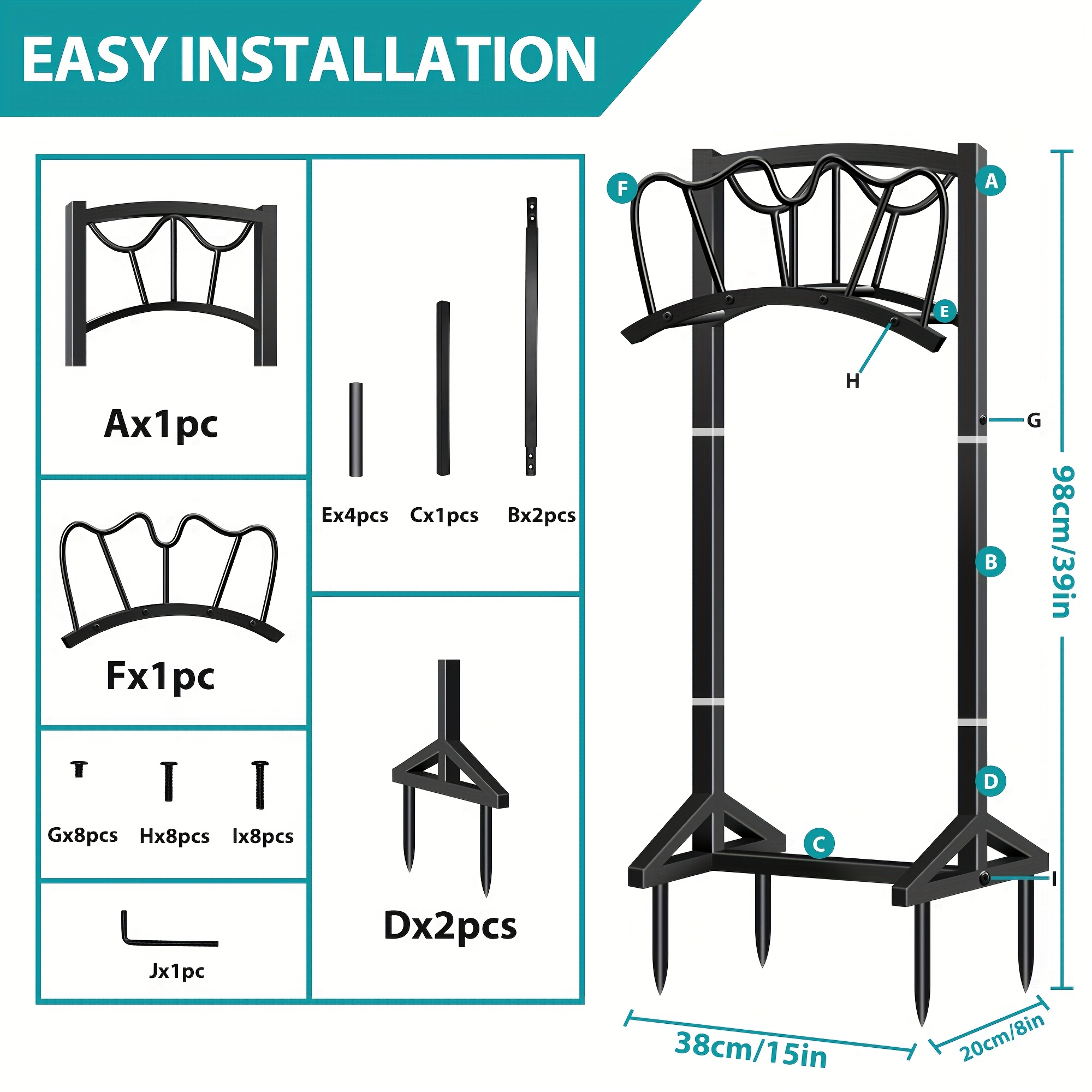 Heavy-Duty Metal Garden Hose Holder Stand with Rust-Resistant Design and Spikes, Freestanding Outdoor Hose Reel Organizer for Up to 150 ft H