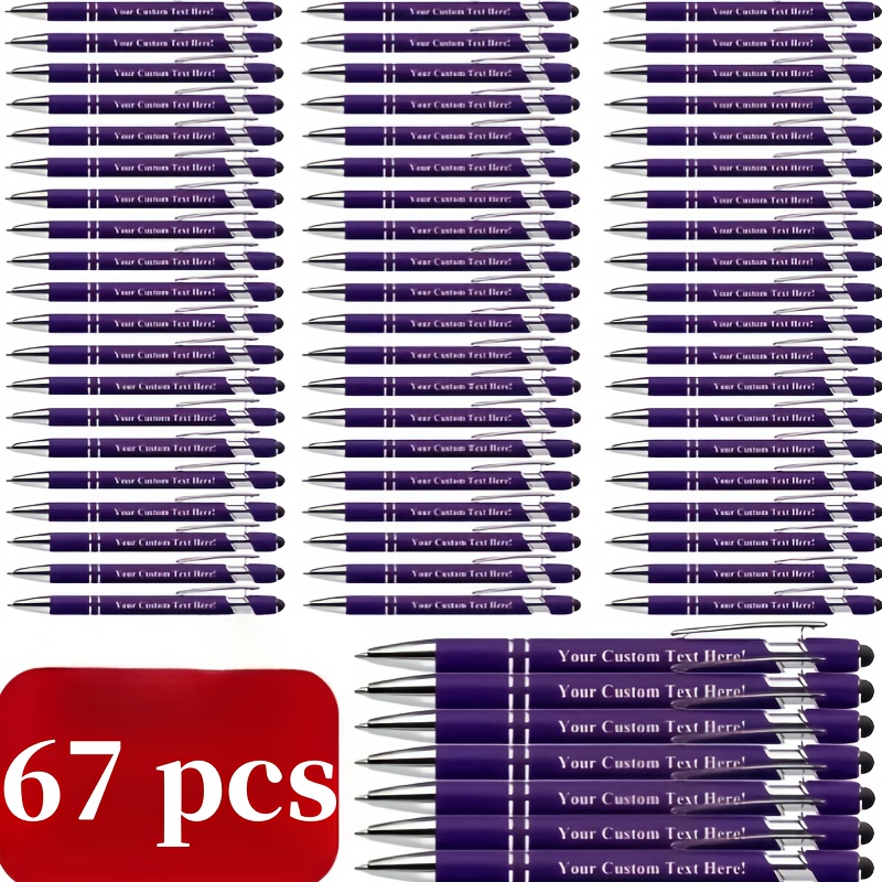 

67-pack Customizable Ballpoint Pens With And Text - Premium Retractable Metal Pens With Medium Point For Smooth Writing - Ideal For , Anniversaries, Day, Graduations - Assorted Colors