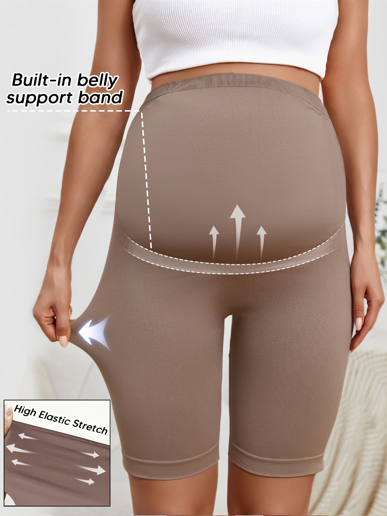 Women'S Maternity Pants - Soft Breathable Knitted Belly Support with 5-Point Coverage, Seamless High-Waisted Pregnancy Leggings for Yoga, Sports & Casual Attire, All-Season Comfort Stretch-Free Fabric (Solid Color, Non-Stretch) - Elegant & Casual Ma